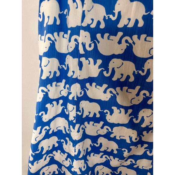 Lilly Pulitzer Tusk in the Sun Shift Dress Elephants Blue White Green Piping - Picture 7 of 16